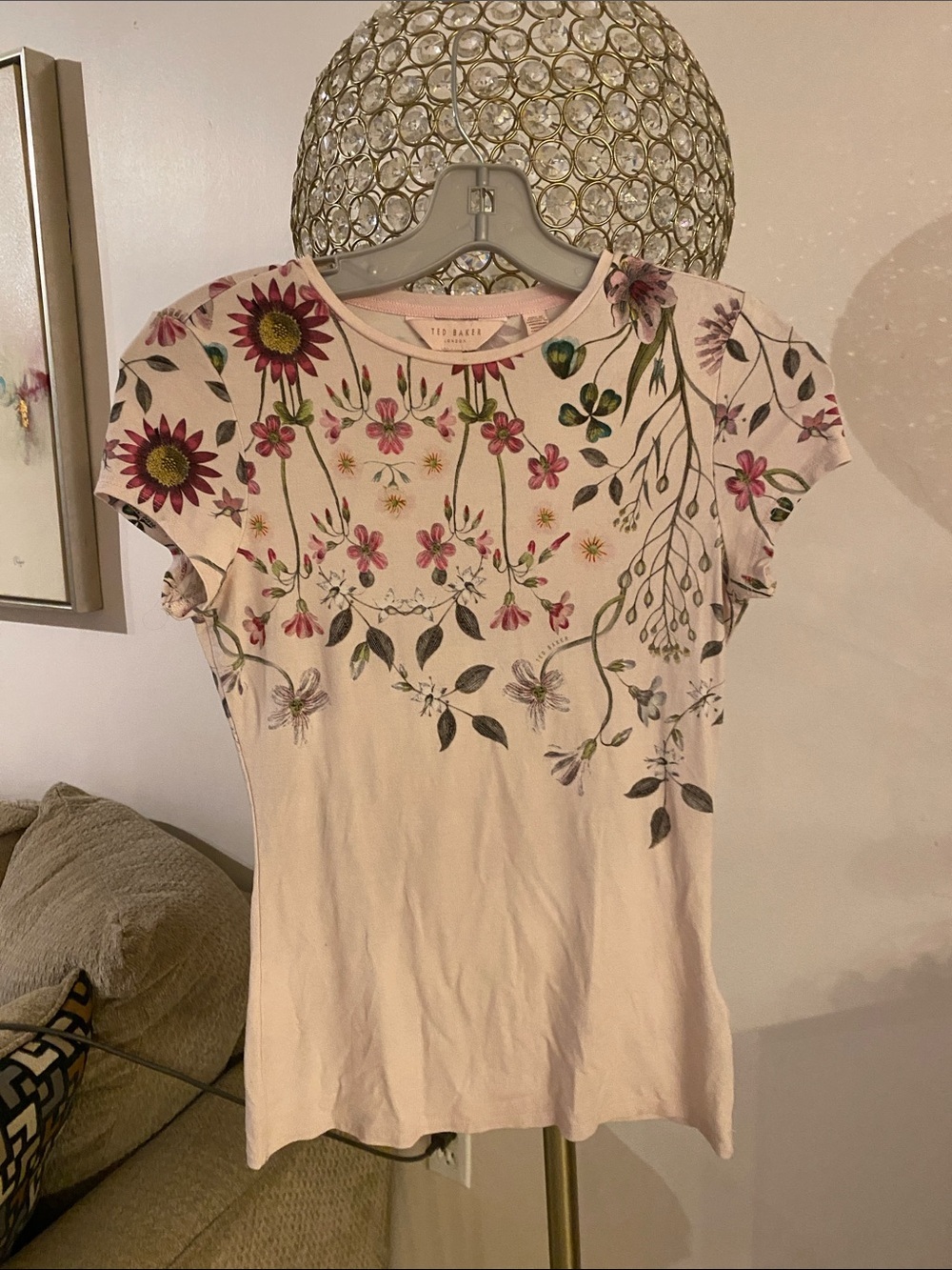 Ted Baker Blush Pink Floral Short Sleeve Tee